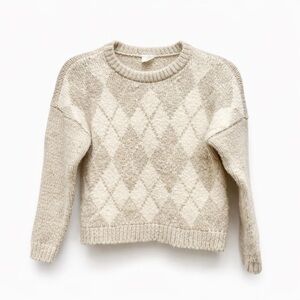 Abercrombie Kids Cream and Tan Argyle Sweater